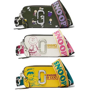 人気！MARC JACOBS スヌーピーコラボ スナップショット カメラバッグ MARC JACOBS Snapshot 164 Peanuts Snoopy Collab Shoulder Bag Cotton