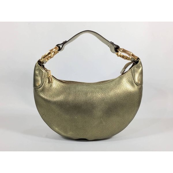 ショルダーバッグ ゴールド レザー ハーフムーン バンブータイン