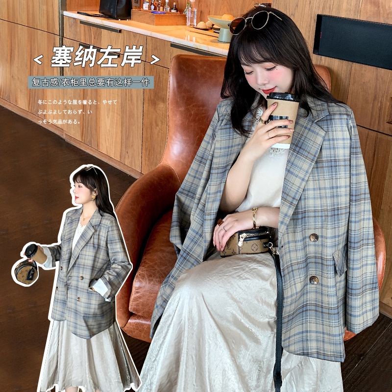 【ぽちゃまに】 2024秋新品 スーツジャケット XL-5XL 大きいサイズ 格子柄 チェック 体型カバー レディース スート アウター メガ割
