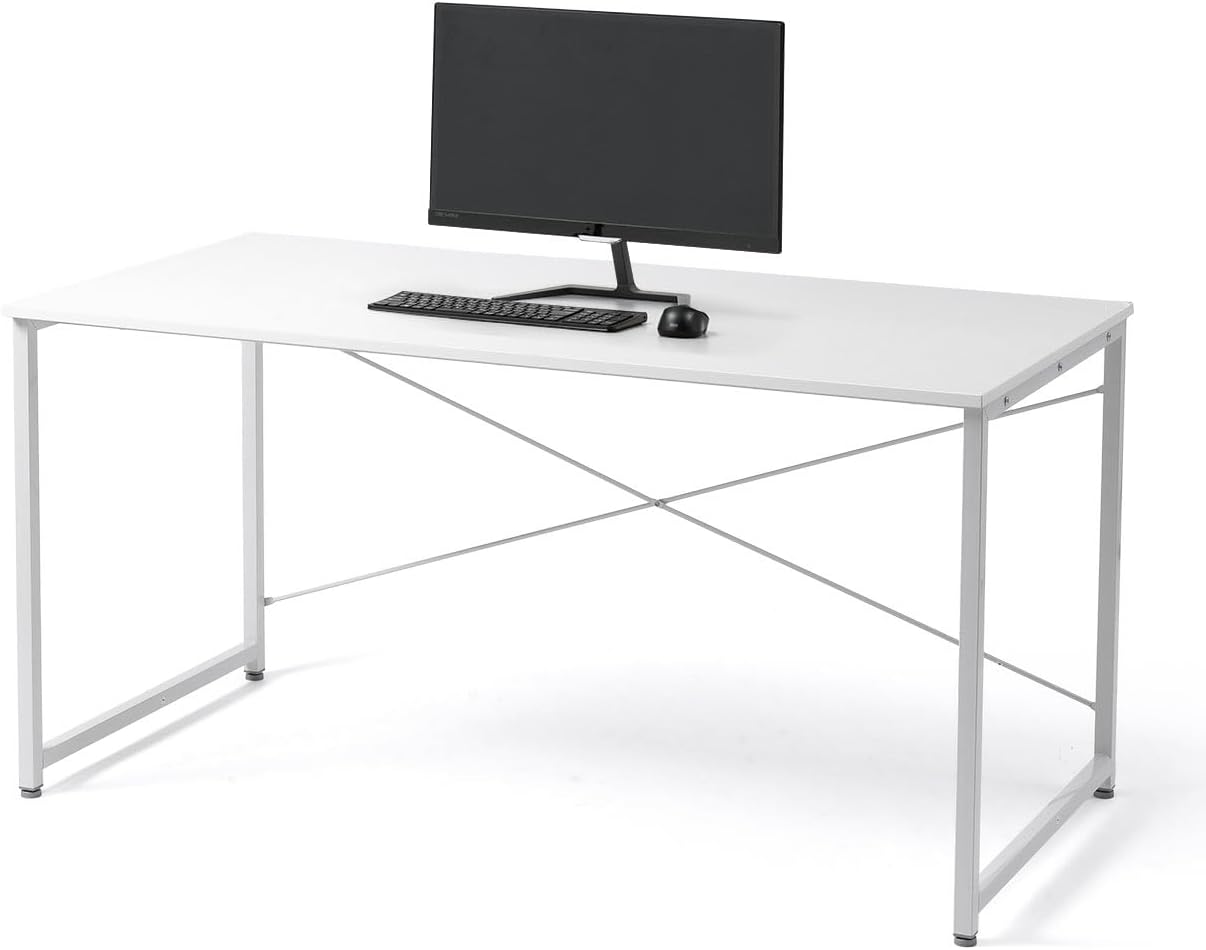 サンワダイレクト パソコンデスク 幅140×奥行70cm モニターアーム対応 机 PCデスク 組立簡単 ホワイト 100-DESKF059