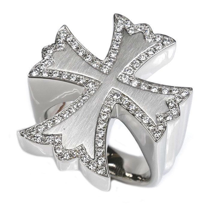 Pt950プラチナ クロス ダイヤ リング・指輪 ダイヤモンド0.66ct 18.5号 28.9g メンズ 中古 美品