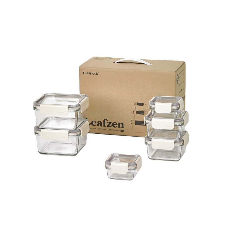 グラスロックリフゼン正方形6組セット（ベージュ）