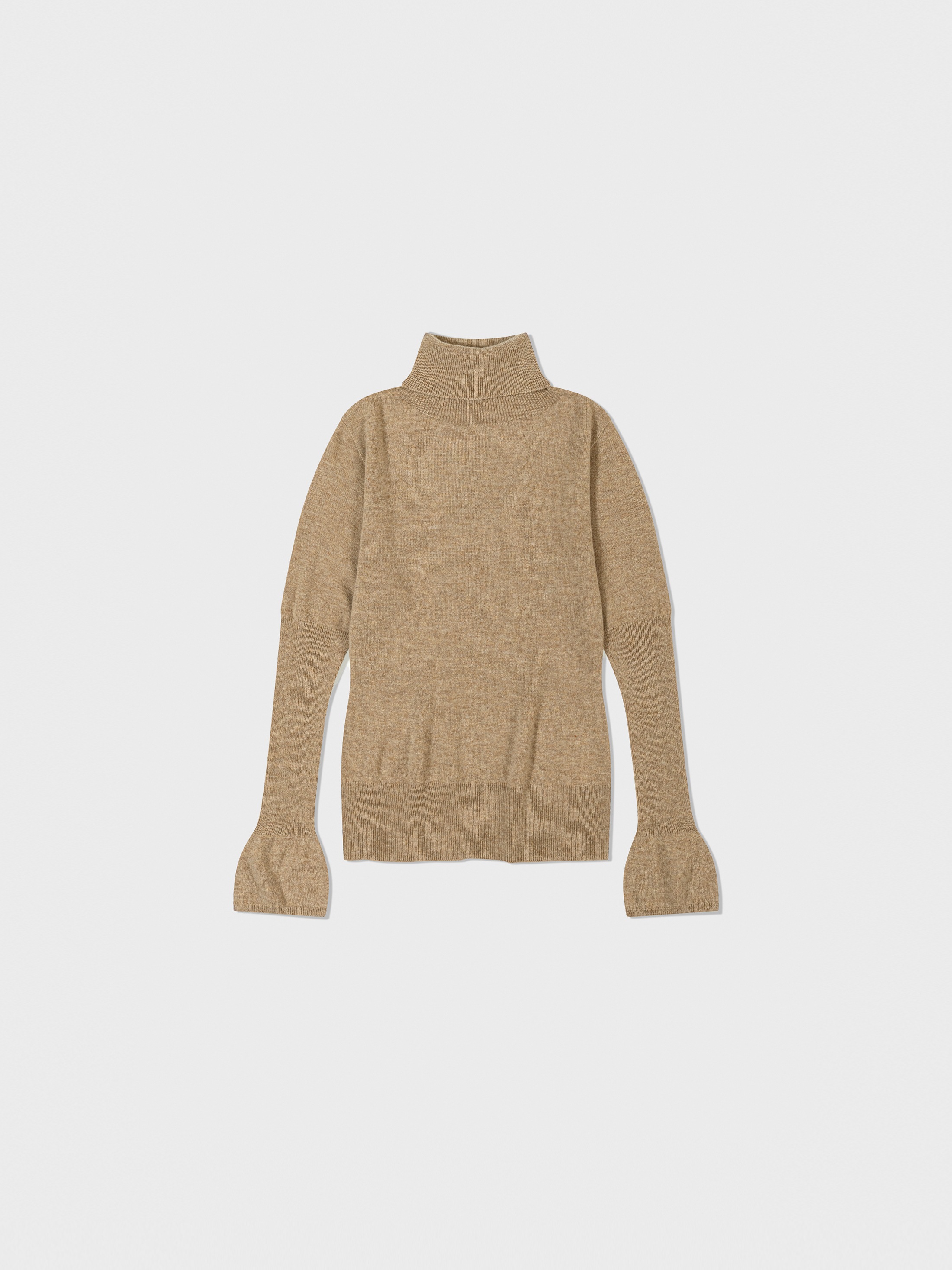 【LOW CLASSIC】 CASHMERE PUFF SLEEVE KNIT TOP : BEIGE