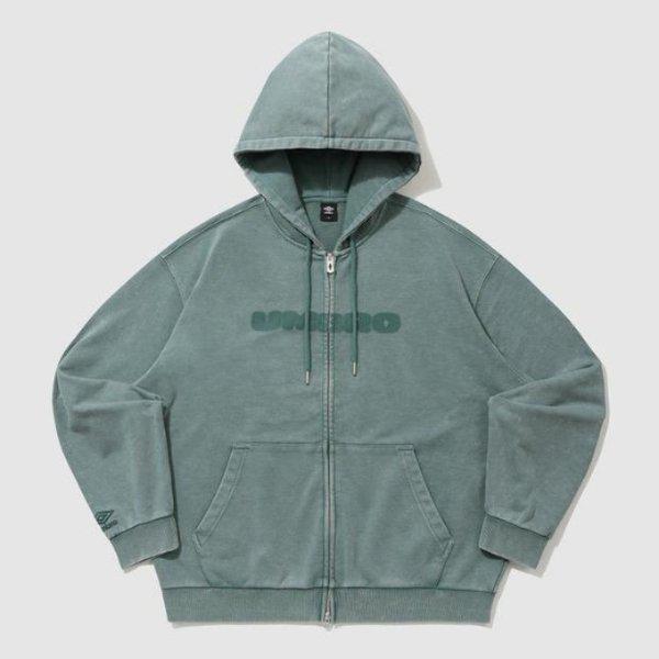 フードジップアップ JQS UQ121CFT22-BGN ウォッシュドニットフーディージップアップ / BLUE GREEN