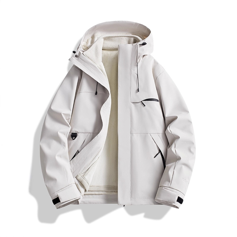 2025 アウトドア 3-in-1 防風 防水 カジュアル シンプル 多機能 スポーツジャケット 機能的スタイル ブラック