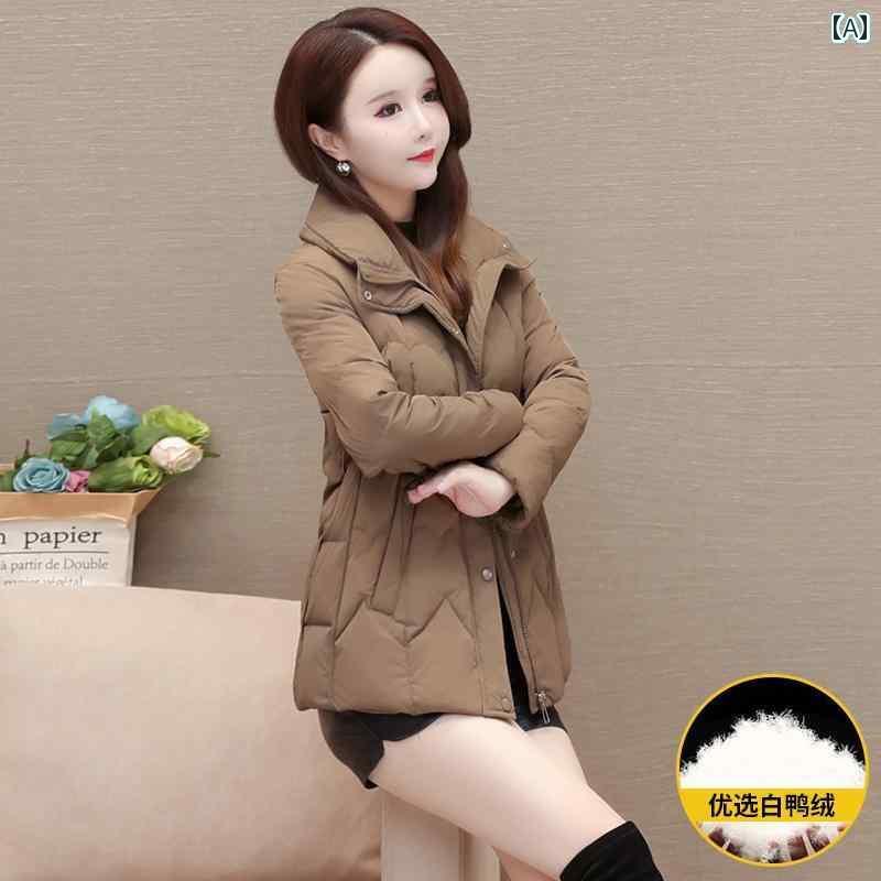 レディース ダウンジャケット 小さい 母 冬 ショート ダウン ジャケット 女性 ワイド レディ 軽量 暖かい ホワイトダックダウン