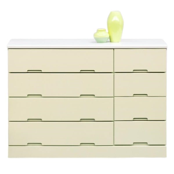 日本製 鏡面 エナメル塗装 ローチェスト 引き出しスライドレール 120cm幅 レモンイエロー 完成品 チェスト タンス 衣類収納