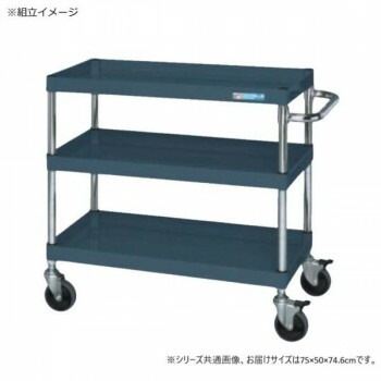 サカエ CSパールワゴン中量タイプ ダブルストッパー仕様 ダークグレー CSP-7573DSED