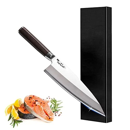 包丁 魚捌き 出刃包丁 180mm 片刃 切れ味がよく ドイツ4166鋼 シェフナイフ 魚切り 料理包丁 天然木ハンドル 家での魚さばき・身卸しをもっと簡単に