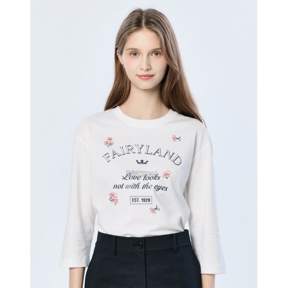 [ヘッジズレディース] 25SS グラフィック 3/4 スリーブ T シャツホワイト HSTS5B201WT