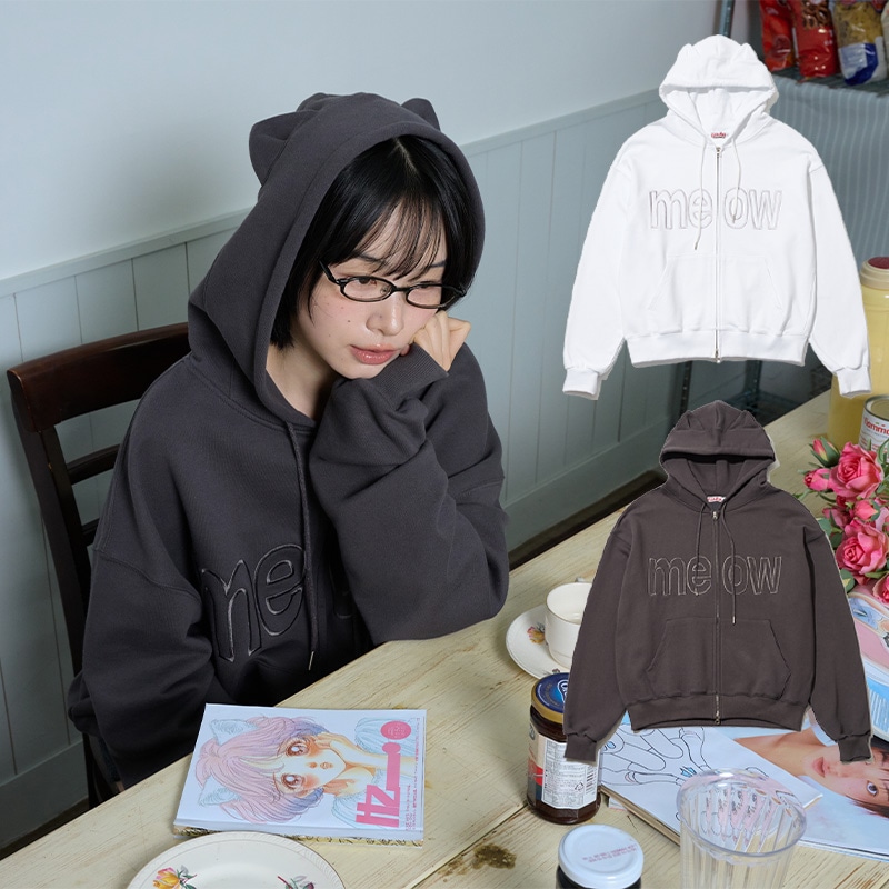 MEOW CAT EAR HOODIE ZIP UP