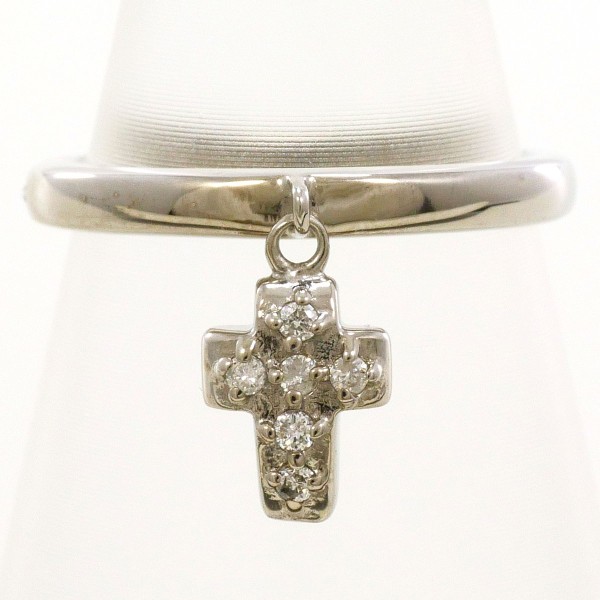 K10 10金 WG ホワイトゴールド リング 指輪 1.5号 ダイヤ 0.04 ジュエリー 中古