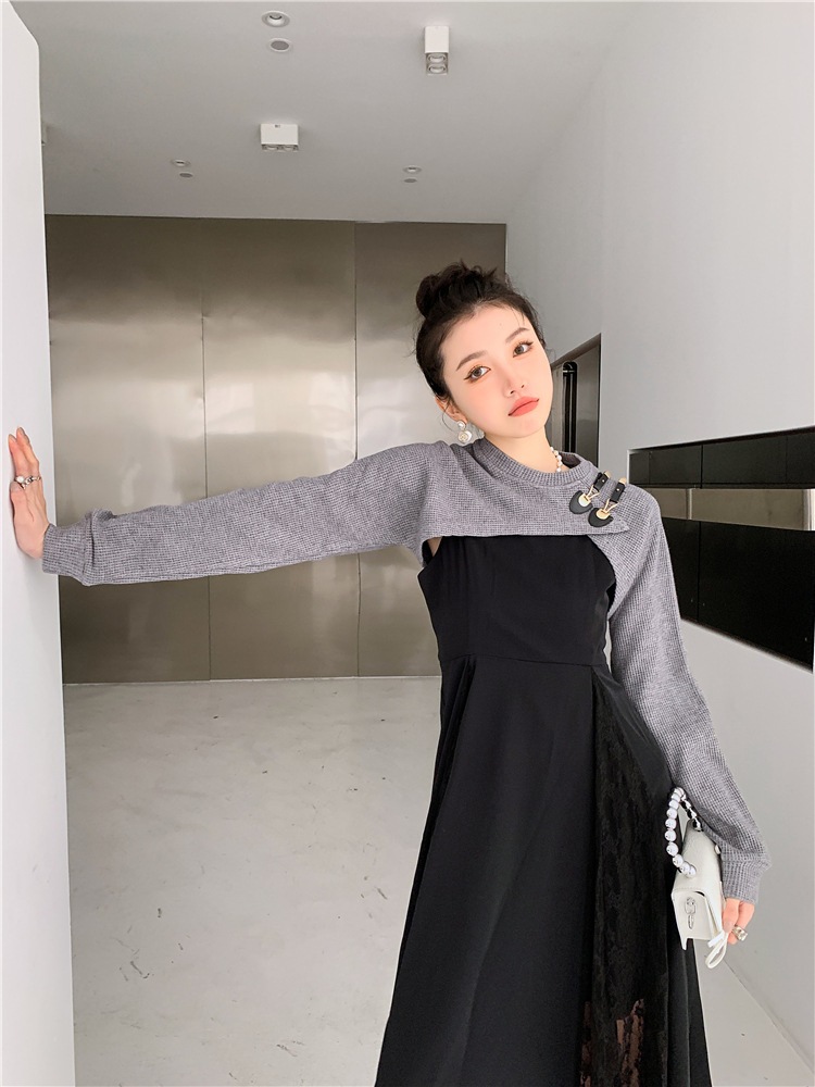 韓国ファッション トップス 縫付 大人気 ギャザリング 肌にやさしい スリム レース 新品 ロングスカート キャミワンピ 2点セット 快適である
