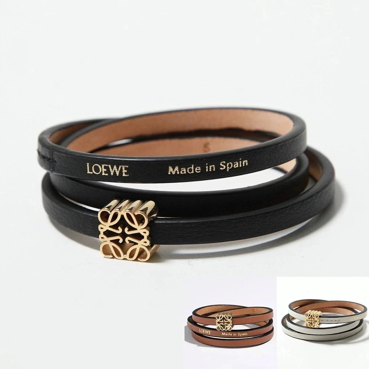 LOEWE ロエベ ブレスレット J920240X17 レディース レザー アナグラム メタル ツイスト バングル アクセサリー カラー3色