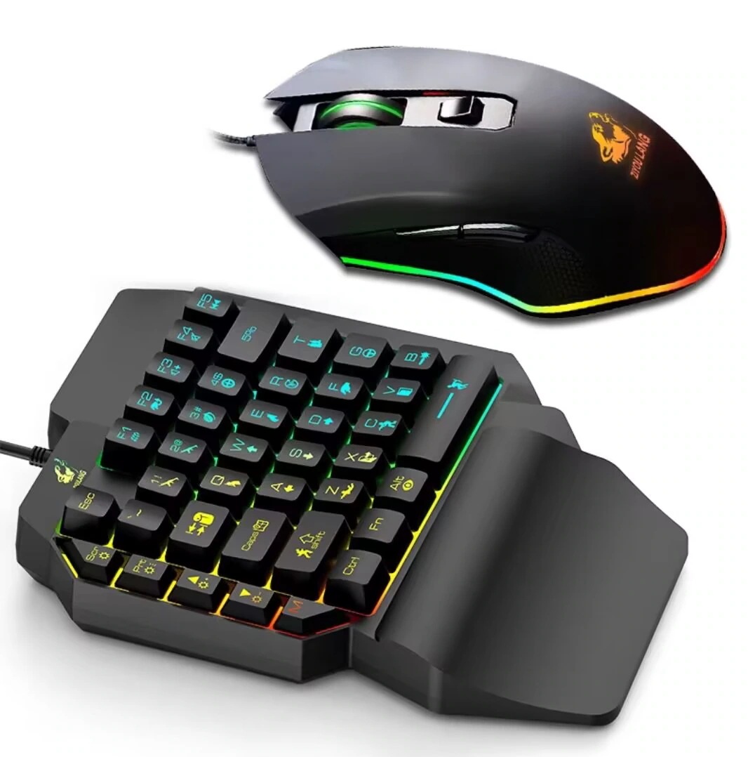 メカニカル式専用コンバーター付き片手キーボードマウスセット RGB ゲーミング キーボード マ