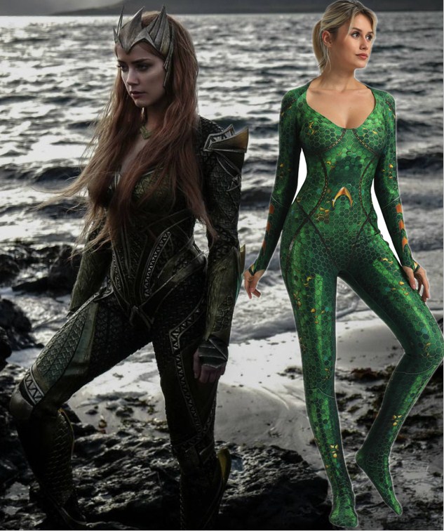 Justice League Mera ジャスティスリーグ メラ タイツ コスチューム 女性 スーパーヒーロー コスプレ衣装