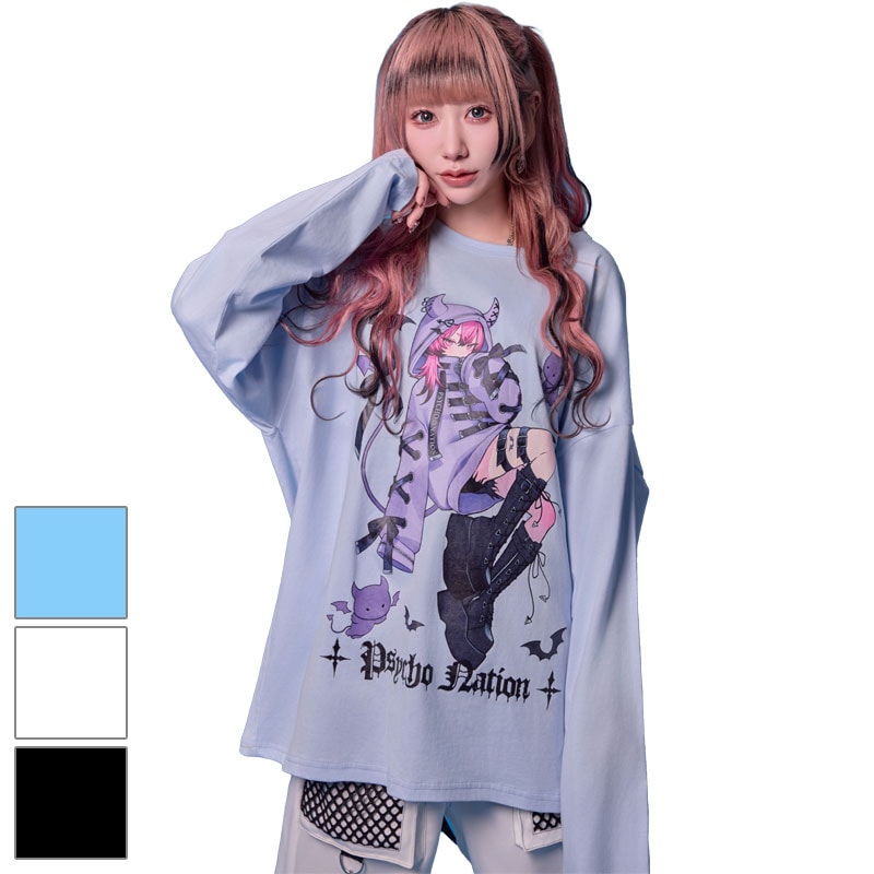 【MLサイズ/3カラー】寝田ルネ コラボ デビルTEE 原宿 病みかわ パンク 地雷 天使界隈 メンズ レディース 715601