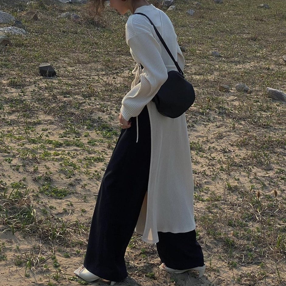 2color レディース ワンピース 長袖ワンピース ミドル丈ワンピース ミドル丈 リブニット