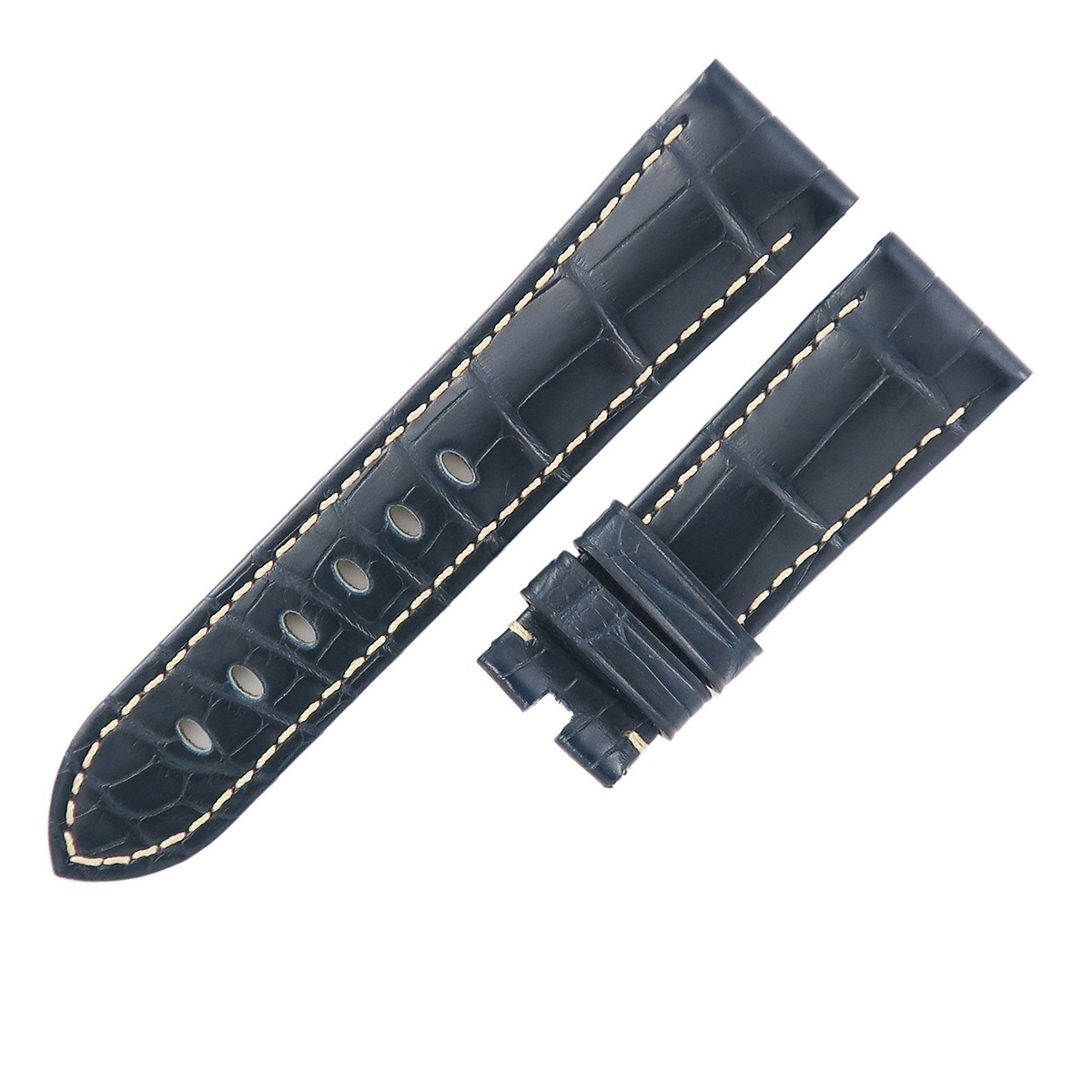 メンズ 未使用 純正 クロコ ベルト ストラップ 20ｍｍ 紺 3年保証