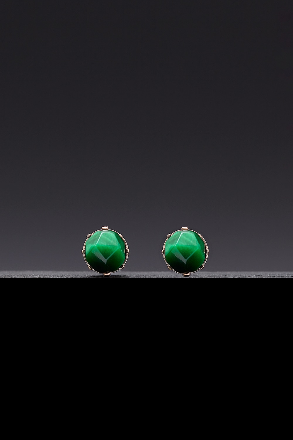 [HAZINA] 8mm Green Tigereyes Core Earrings [Option-Earclip ｱﾍﾂ硎