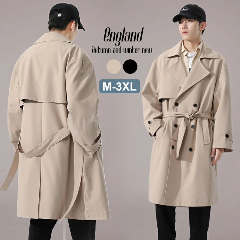 トレンチコート メンズ コート ミドル丈 無地 スプリングコート ステンカラー ジャケット 秋冬 メンズコート 通勤 ビジネス カジュアル 紳士服 アウター ボタン 防風 防寒対策 ロングコート ダブ 7,821円