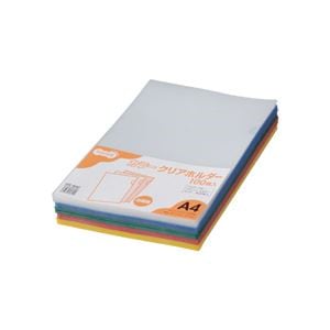 （まとめ） TANOSEE カラークリアホルダー A4 5色 1パック（100枚：各色20枚） 10セット