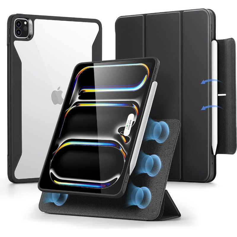 ESR　13インチiPad Pro(M4)用 Rebound Hybrid 360 縦横スタンド対応マグネットカバー　ESRReboundHybrid360iPadPro13M4