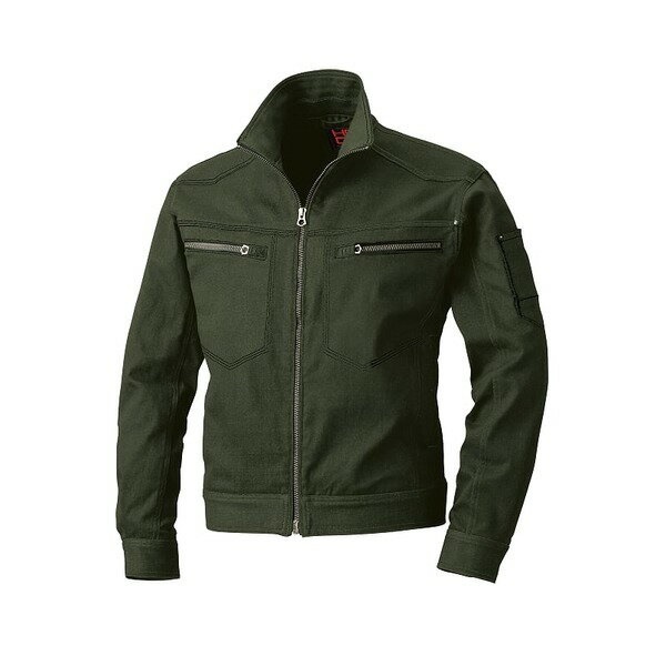 村上被服製 3203 ストレッチ素材と横からも装着ファスナー ブルゾン アーミーグリーン サイズ5L