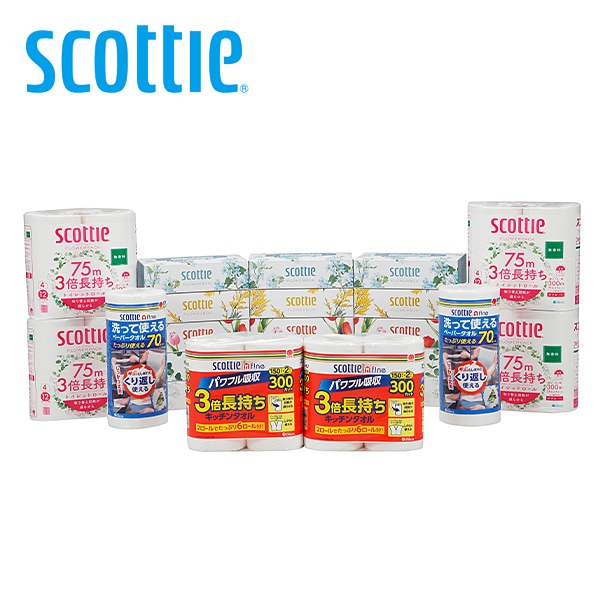 スコッティ 長持ち用品 詰め合わせ ティッシュペーパー トイレットペーパー キッチンタオル