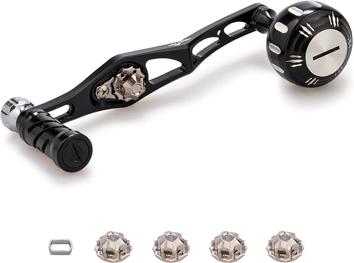 改良型 70/45mm リール ハンドル バランス型 シマノ SHIMANO ダイワ DAIWA アブ Abu ベイトリール 通用( ブラック/シルバー(ノブ)＆ブラック(ハンド)