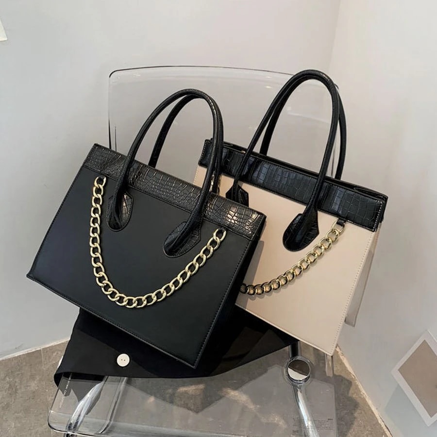 PUレザー トートバッグ レディース チェーン ビジネスバッグ bag フェイクレザー ハンドバッ