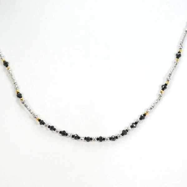 K18 18金 YGWG ブラックダイヤ アクリル ネックレス カード鑑別書 ジュエリー 中古