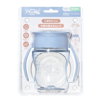 他サイト： WOW CUP baby ブルー（ソフトカラー）こぼれにくい クリアカップ 360どこからでも飲める パーツの少ないシンプル設計 お手入れ簡単の商品画像