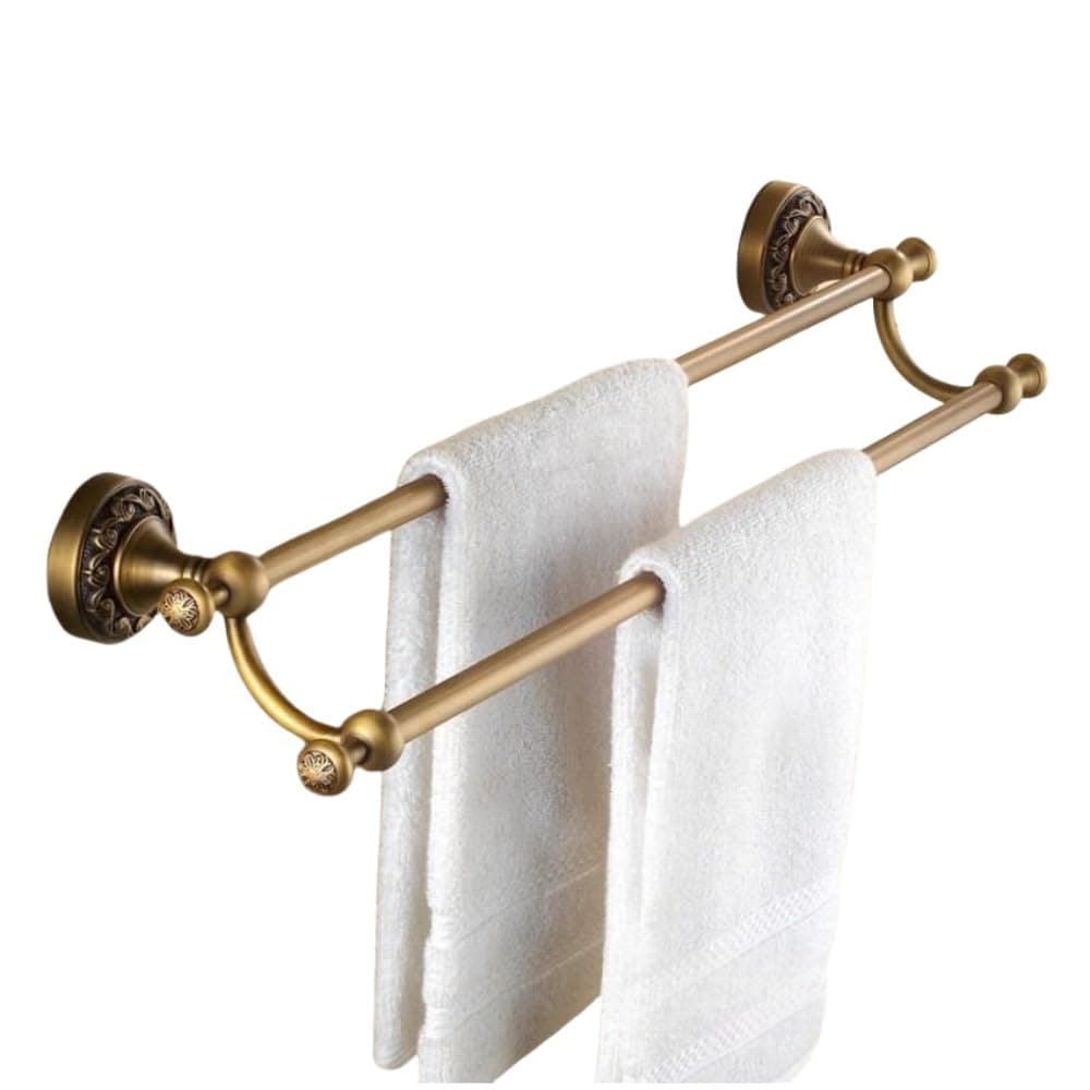 AZIEBAYタオルバーシングルロッド延長真鍮ハードウェアペンダントアンティークバスルームタオルラックパンチフリーヨーロピアンスタイルバスタオルラック (平行棒 100cm)