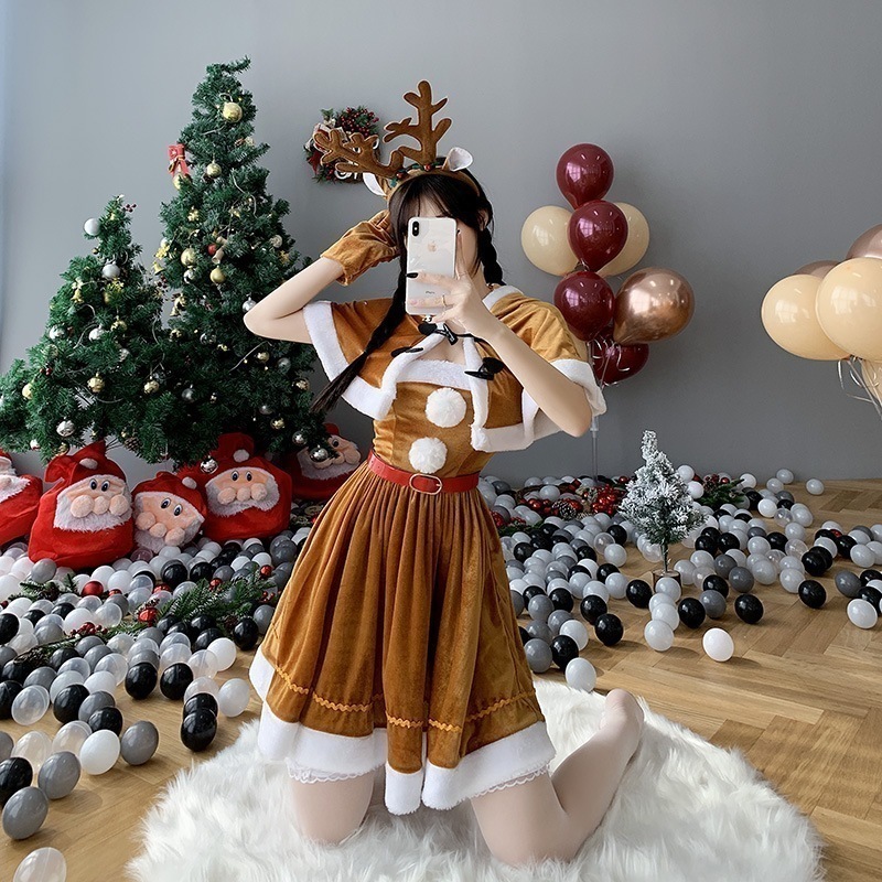 クリスマスクリスマス衣装クリスマス服ケープマントパーティーバーステージガールクリスマス服ワンピース