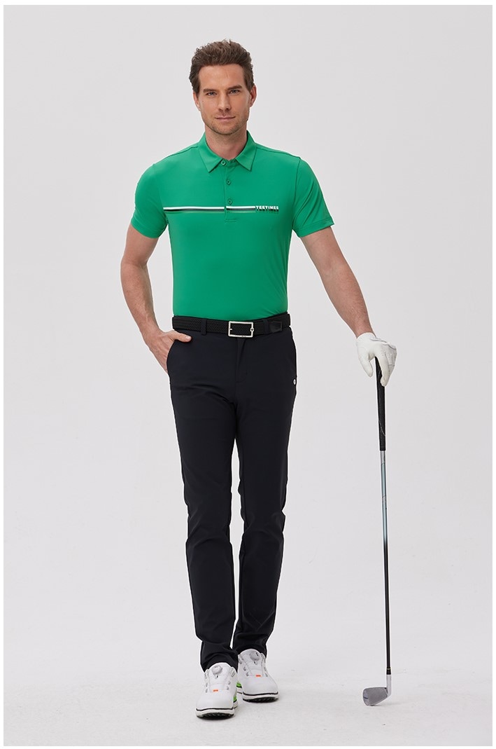 Teetimes ゴルフ 半袖ポロシャツ メンズ トップス 春夏 速乾 通気性 メンズ スポーツ ジャージ ラペル グリーン