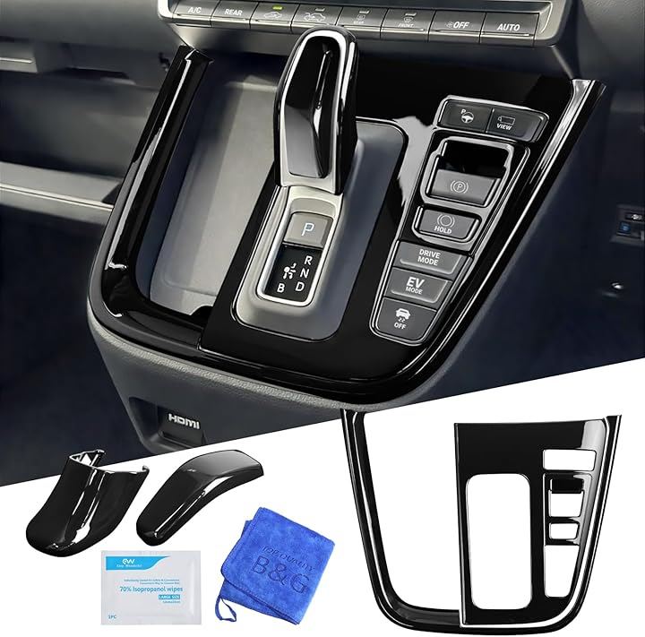 つやっつやの光沢感 新型90系ノア/ヴォクシー専用 シフトパネルセット 衝撃に強く割れにくい素材 内装カスタム 工具不要 粘着テープ完備 (ブラック)