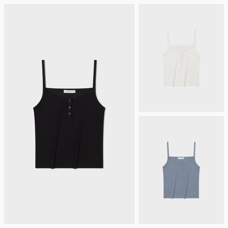 【LOW CLASSIC】26SS HENLEY NECK CAMISOLE : 3COLORS