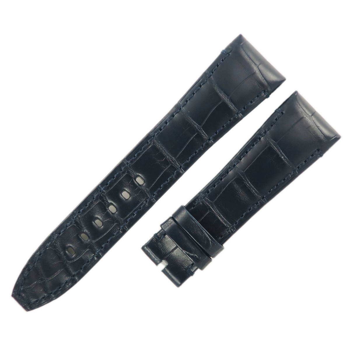 メンズ 未使用 純正 ベルト クロコ ストラップ 22ｍｍ 紺 3年保証