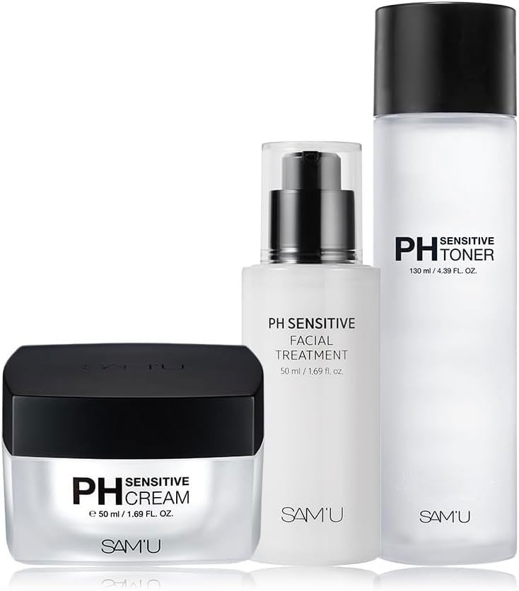 サミュ PHスキンケア3-STEPセット SAMU PH Sensitive Cream, PH Sensitive Toner, PH Sensitive Facial Treatment 保湿ク