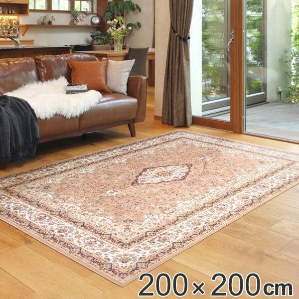 ラグ 撥水加工付き 転写プリントラグ ブルグ 200x200cm