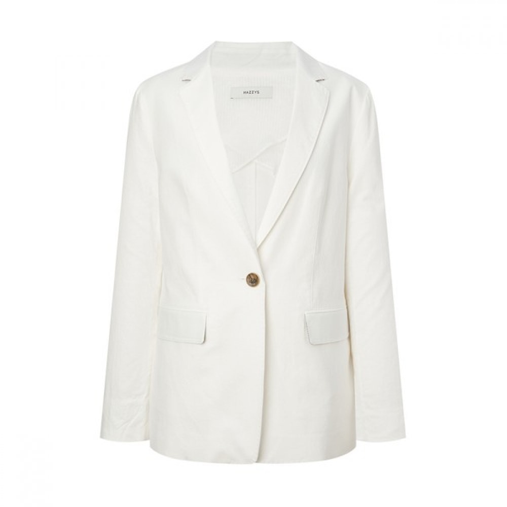 [ヘッジズレディース] 24SS ホワイトソリッドリネンブレンドジャケット WSJA4B202WT