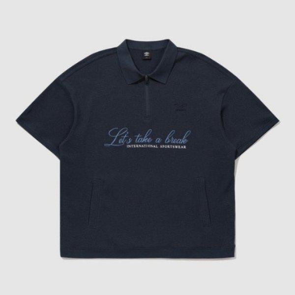 半袖Tシャツ NQK UQ221CTS49-DVY レイトチェックアウトワッフル半袖カラーハーフジップスウェットシャツ/ DVY