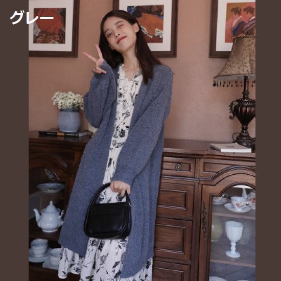 ニットカーディガン レディース カーディガン ロングカーディガン 羽織 アウター ライトアウター シンプル 無地 長袖 秋冬 ルーズシルエット カジュアル お出掛け ニットカーディガン