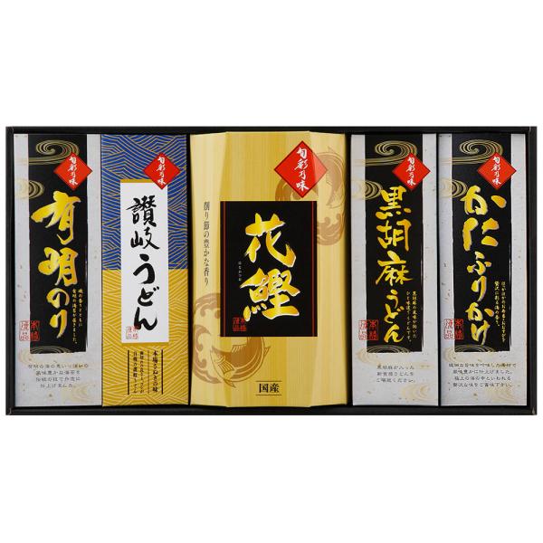 和匠選 味わいギフト 讃岐うどんx3束 かつお節 黒胡麻うどんx3束 かにふりかけ 有明のりx2 SISK