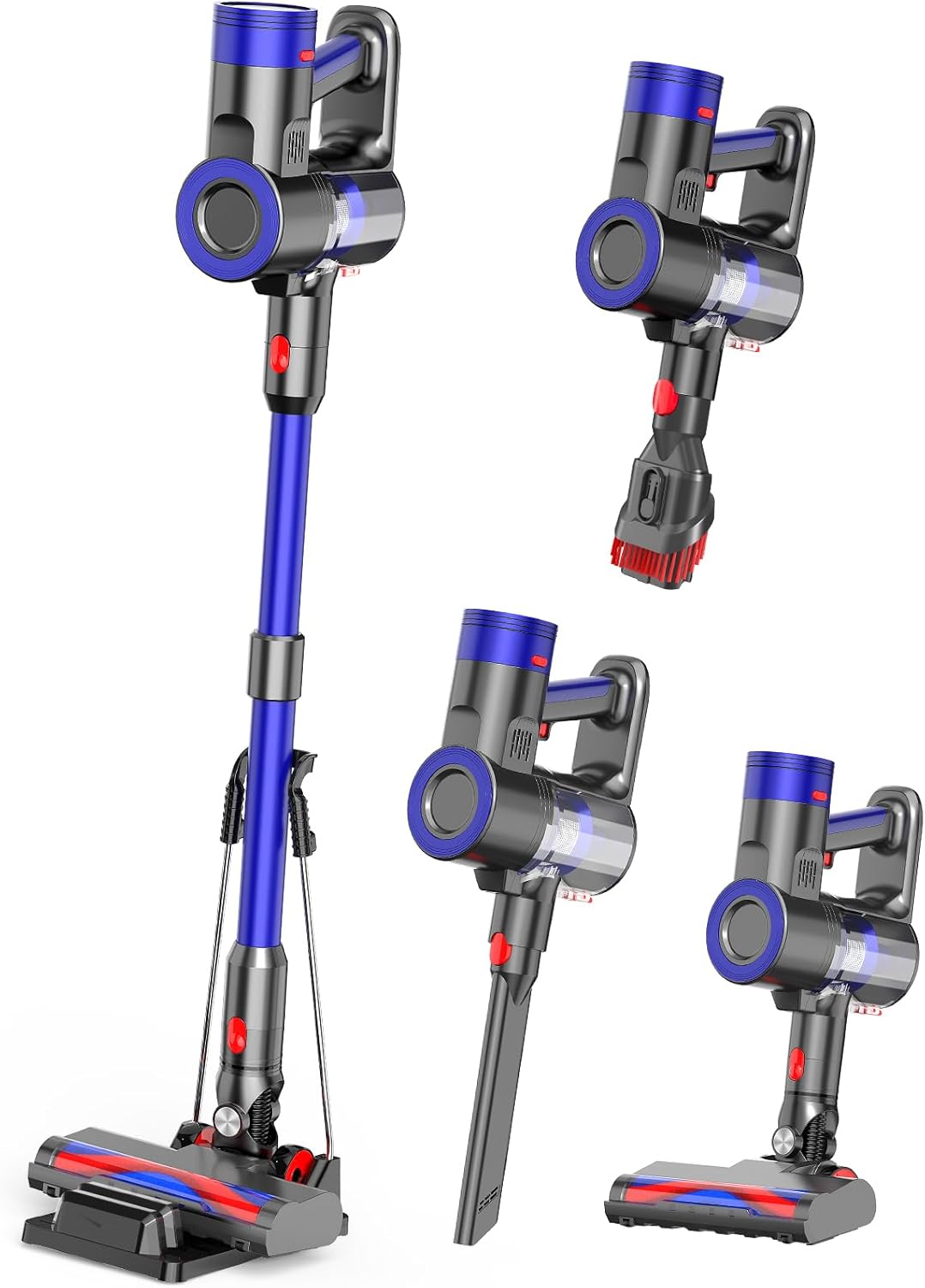 Heshare 掃除機 コードレス 【新登場!60kpa強力吸引&収納自立式スタント&グリーンLEDライト搭載】コードレス掃除機 軽量 600W 2WAY 3段吸引力 充電式 9重濾過 サイクロン式