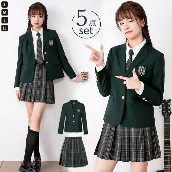 【急速出荷】入学式卒業式スーツ女の子グリーン緑長袖中学生高校生制服学生制服大きいサイズ女子高生小学生スカートレディースお受験結婚式発表会入学通学ジュニアフォーマルフォ