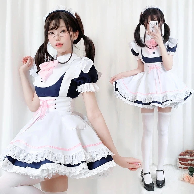 高級感なメイドドレス ハロウイン衣装 メイド服 コスチューム 可愛いワンピース コス ゴスロリ エプロ　コスプレ衣装 ロリータ ワンピース レディース 女装　裾 エプロンドレス ウエイトレス 膝丈 シ