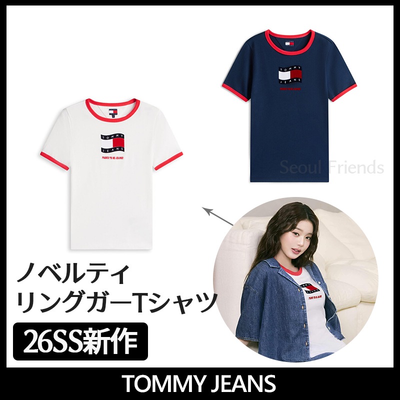 [アイブ チャン・ウォニョン着用] ノベルティリングガーTシャツ 2色から1色選択/ 半袖 レディース トップス 韓国ファッション Y2K レトロ 夏服 カジュアル かわいい ロゴ クロップド スリム