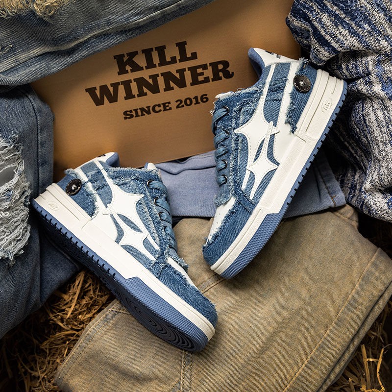 青いカウボーイ割れた流星板靴